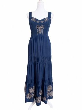 solitaire embroidered dress Solitaire | Dresses | Solitaire Linen Blend Flutter Sleeve Embroidered Maxi Dress